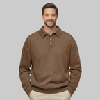Classic Fit Cashmere Long Sleeve Polo T Shirt — view 2