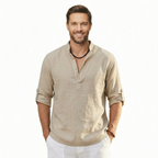 Classic Linen Long Sleeve Casual T Shirt — view 9