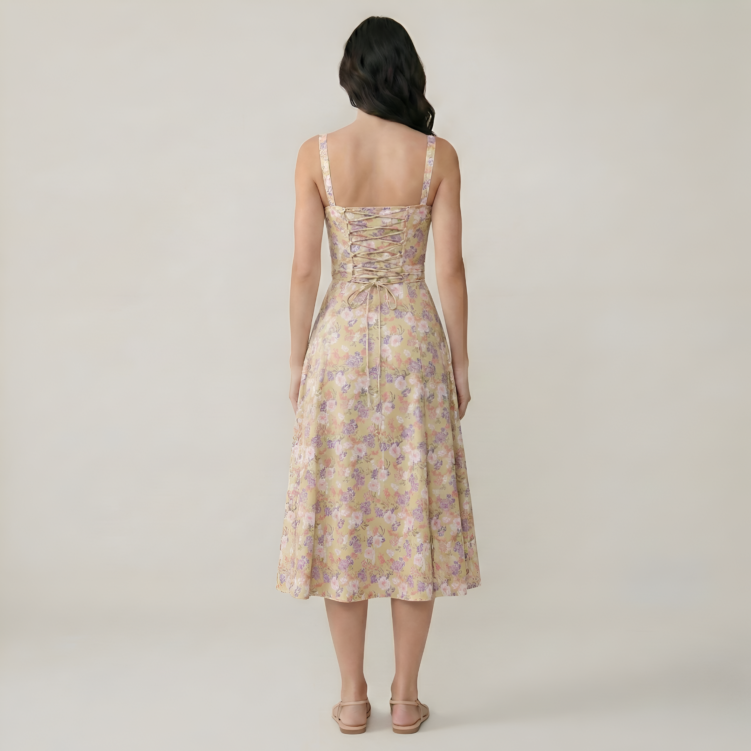Floral Printed A Line Midi Dress For Women — view 4