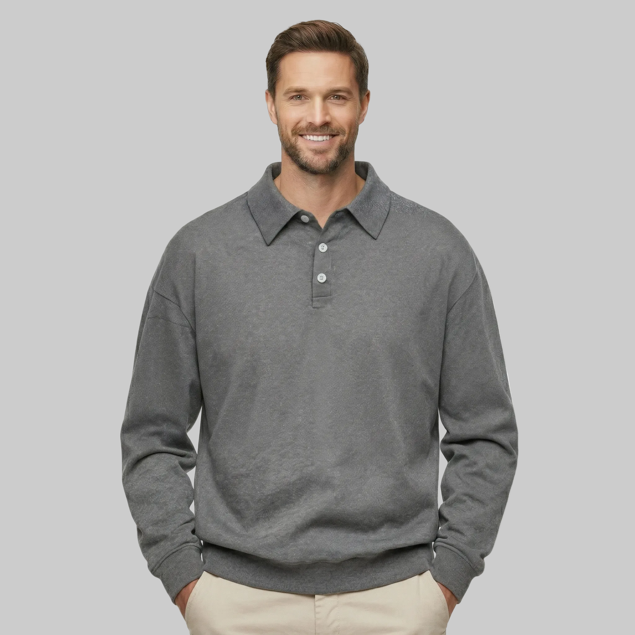 Classic Fit Cashmere Long Sleeve Polo T Shirt