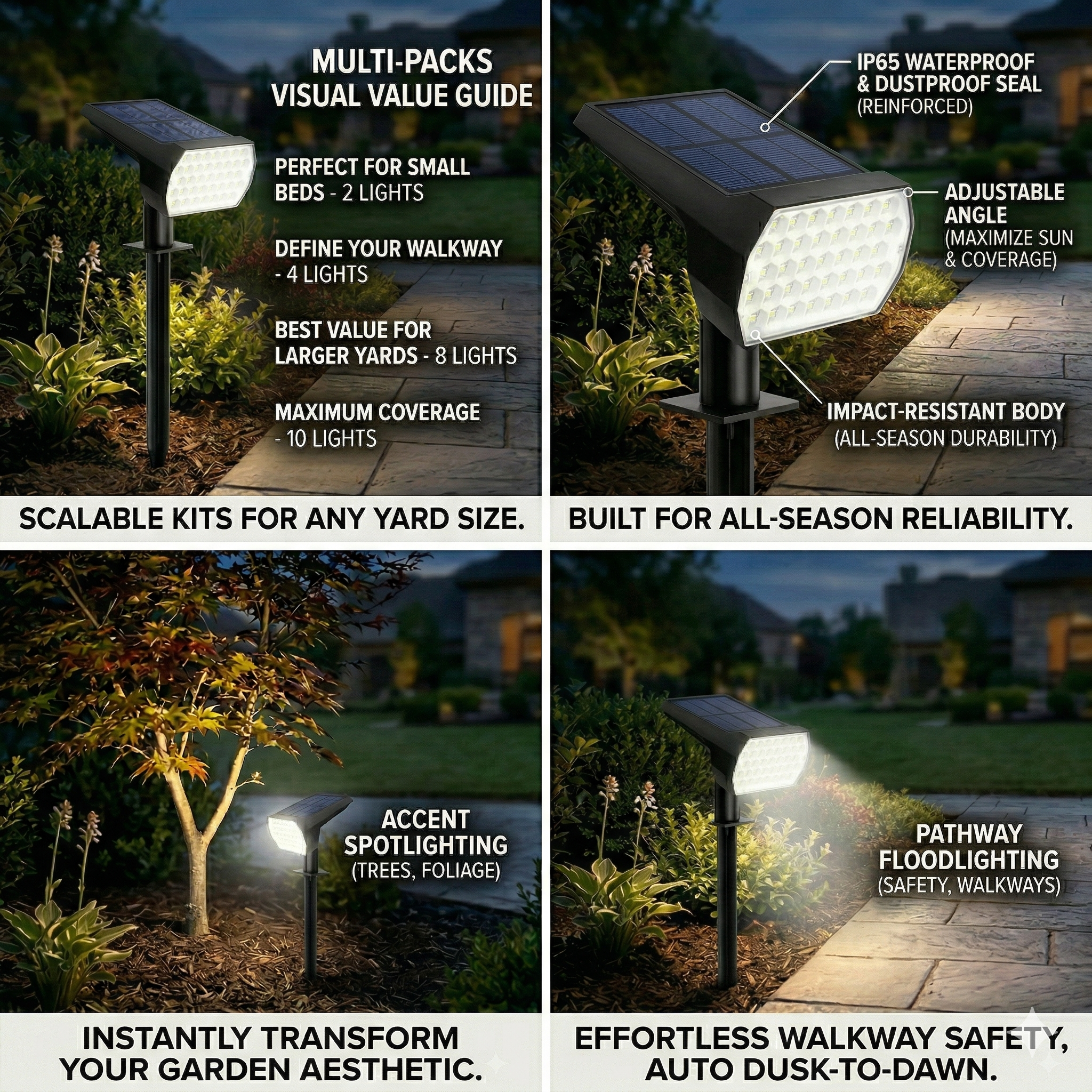 Solar Powered Outdoor Spot Lights — 56 LED, IP68 Waterproof, Dusk to Dawn — view 4