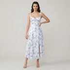 Floral Printed A Line Midi Dress For Women — view 5