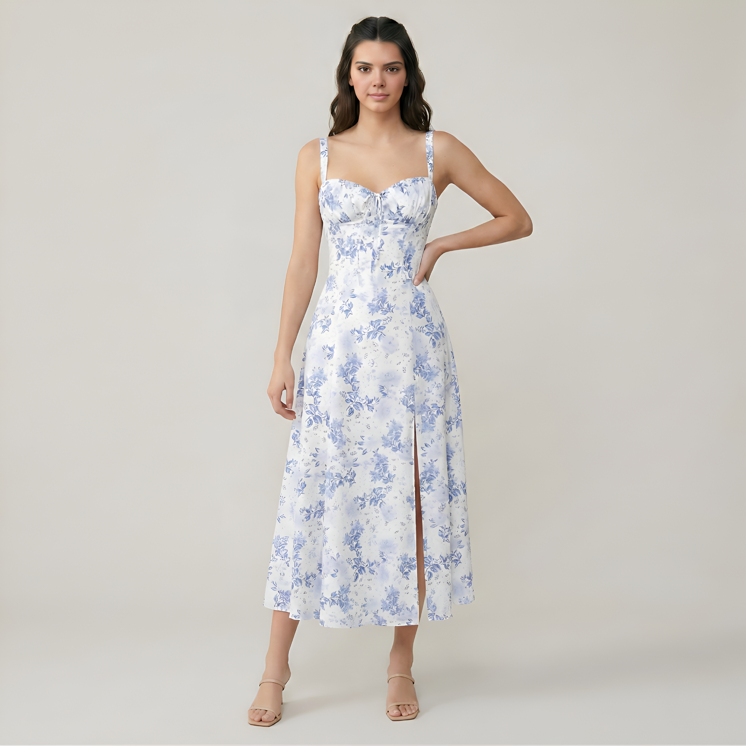 Floral Printed A Line Midi Dress For Women — view 5