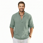 Classic Linen Long Sleeve Casual T Shirt — view 8
