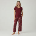 V Shaped Sleepwear And Capri Pajama Set