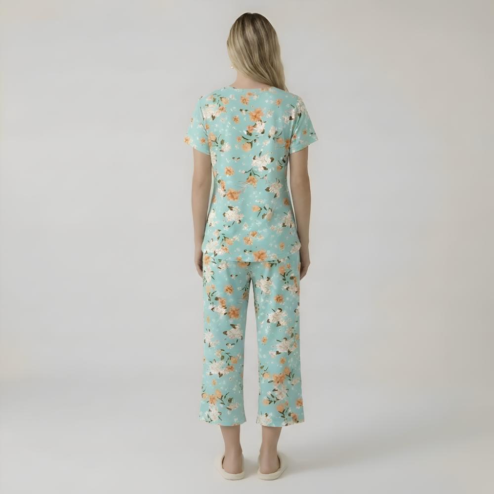Capri Style Pajama Set With Floral Design — view 11
