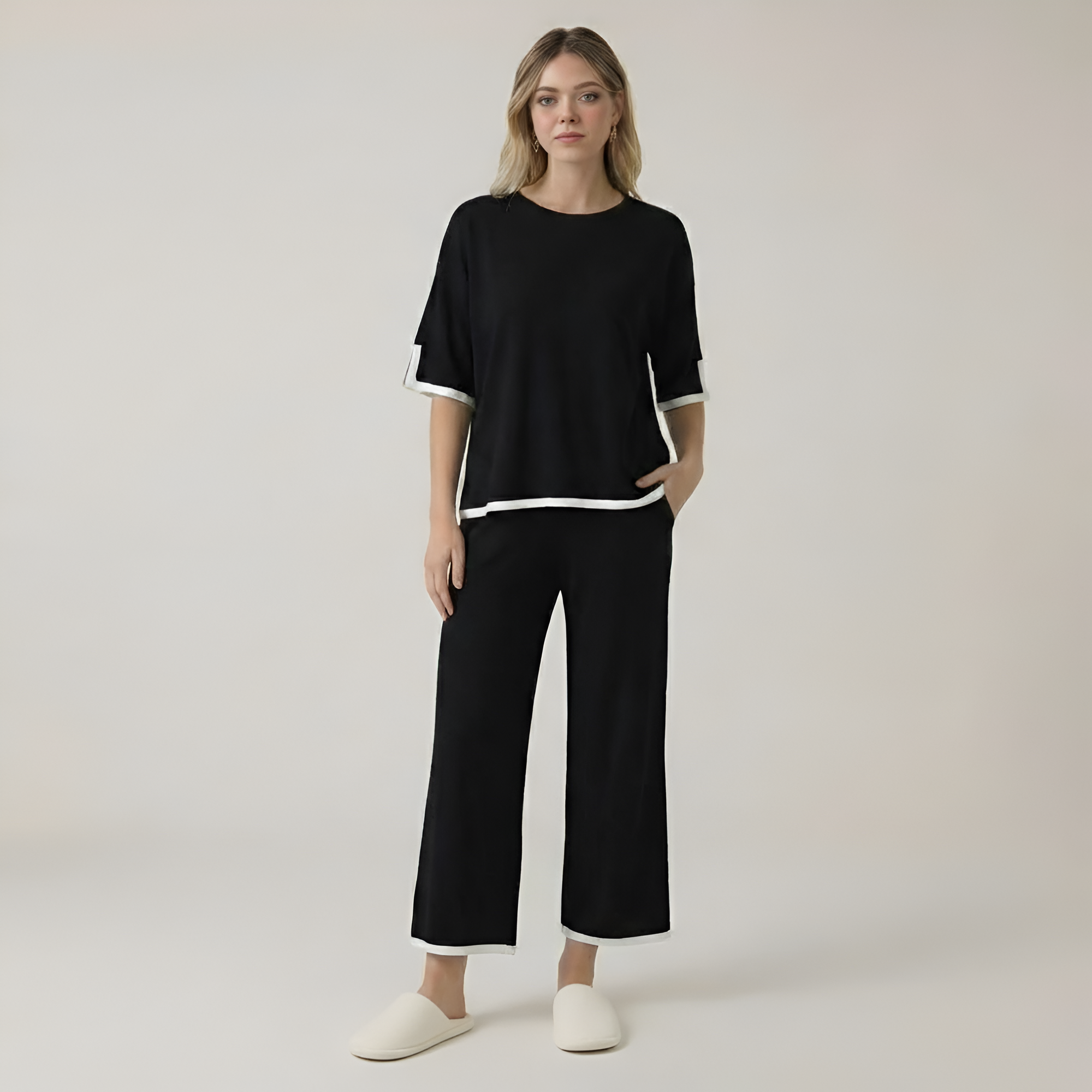 Knitted Two Piece Lounge Wear Set For Women — view 3