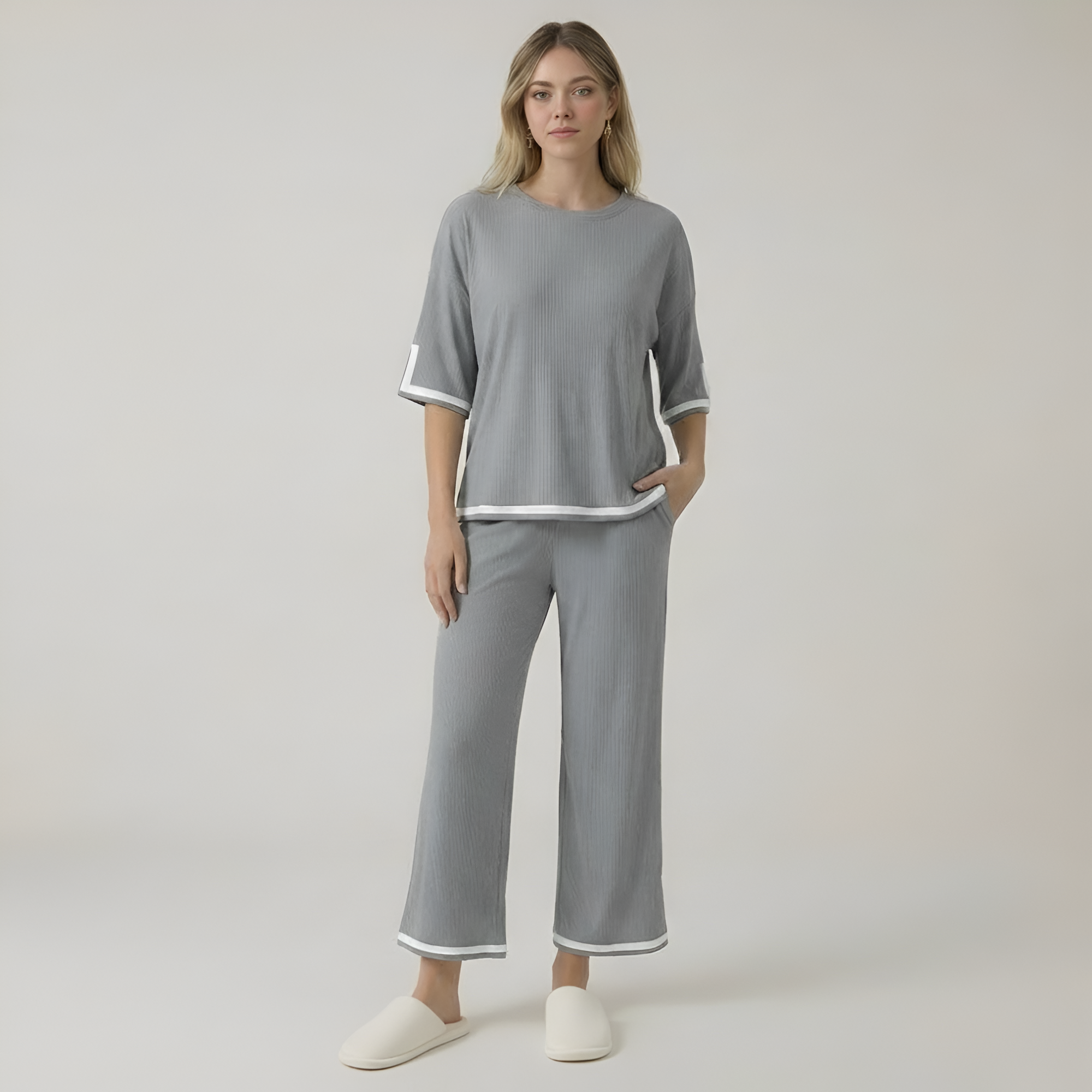 Knitted Two Piece Lounge Wear Set For Women — view 10