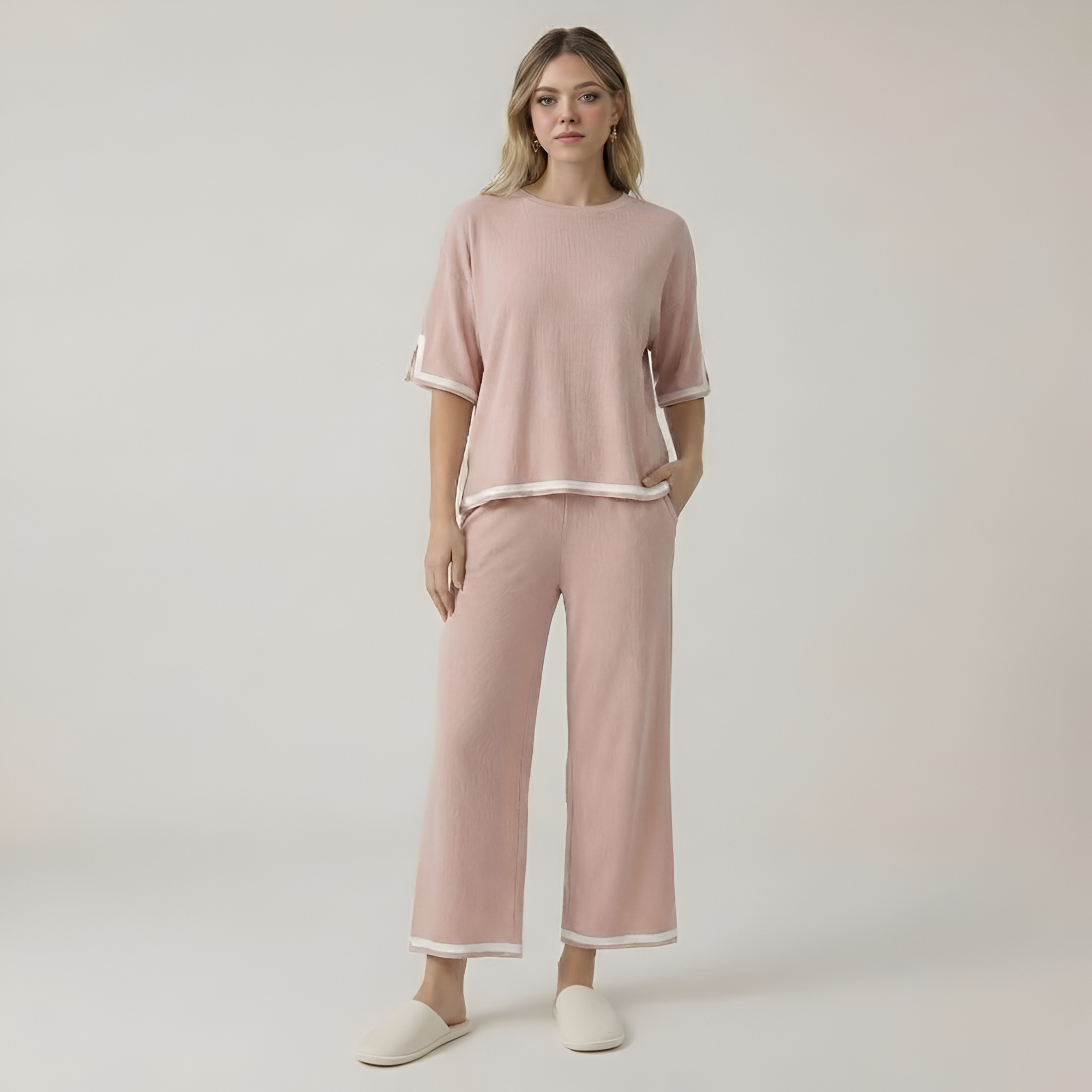 Knitted Two Piece Lounge Wear Set For Women — view 5