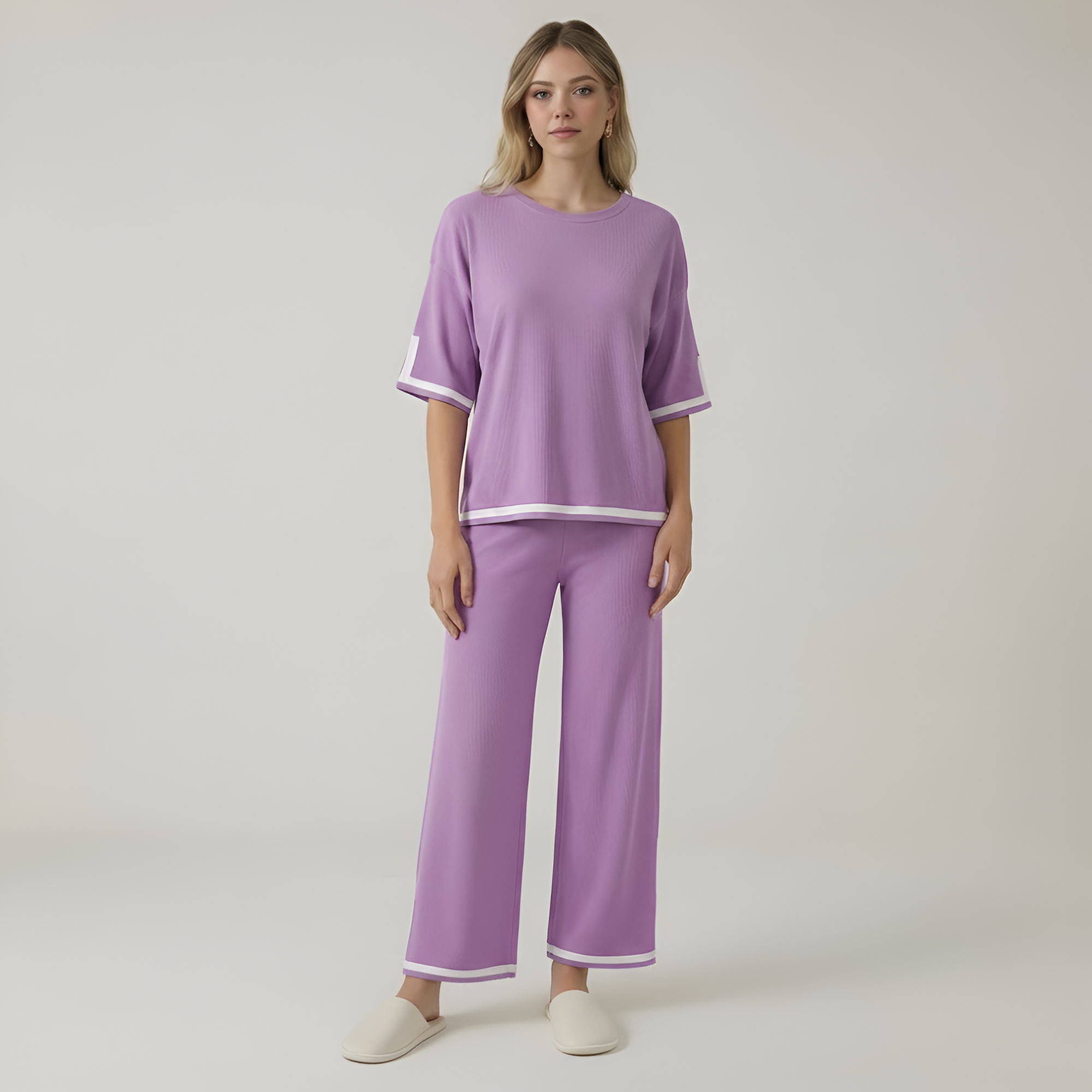 Knitted Two Piece Lounge Wear Set For Women — view 7