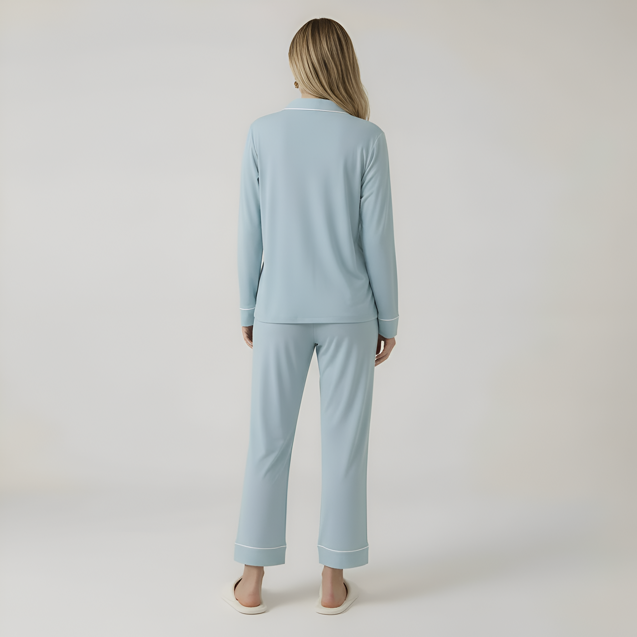 Long Sleeve Front Button Pajama Set For Women — view 2