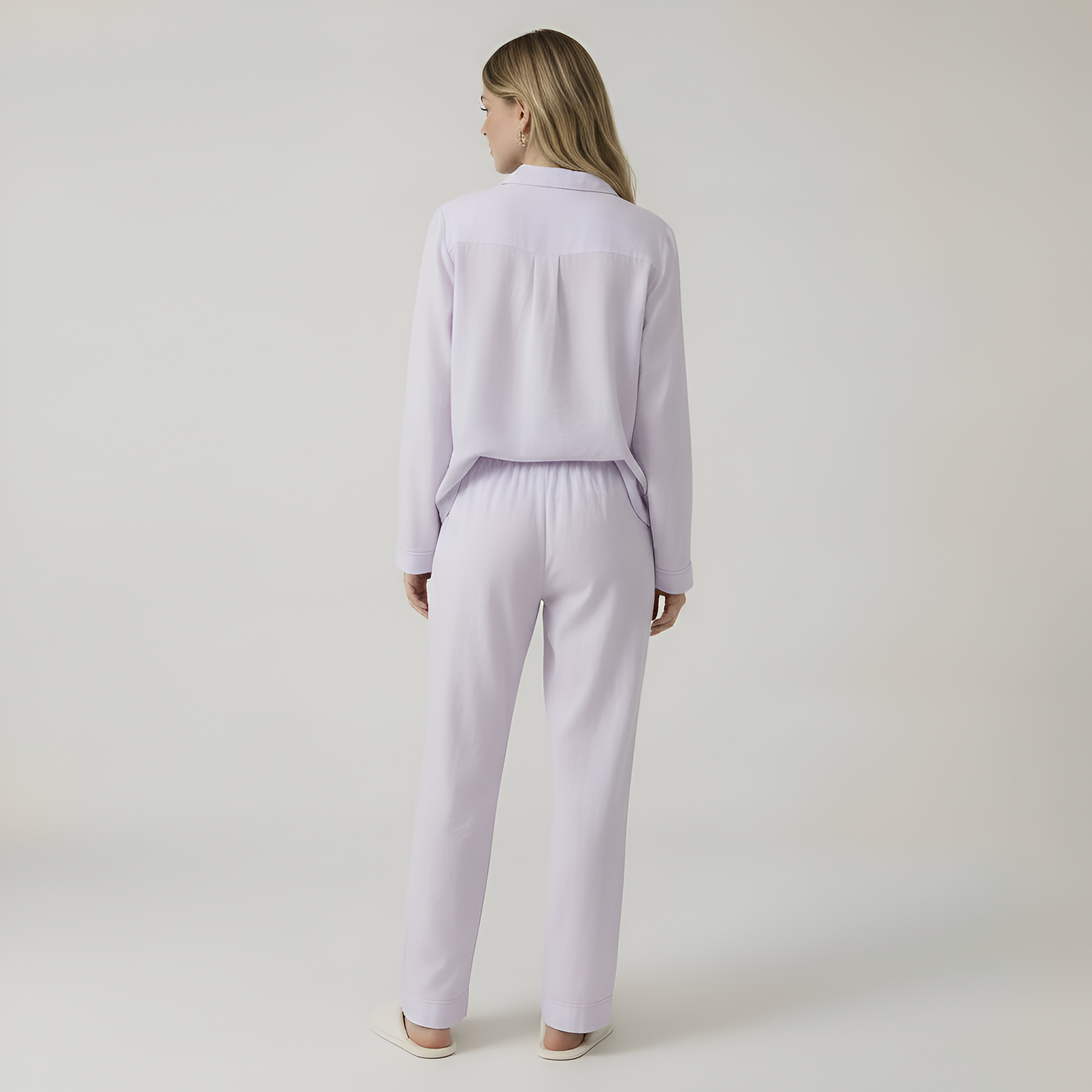 Long Sleeve Front Button Pajama Set For Women — view 9