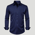 Men Dress Shirt Solid Long Sleeve Wrinkle | SLIMG:7143649996469979120