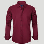 Men Dress Shirt Solid Long Sleeve Wrinkle | SLIMG:7143649996469979115