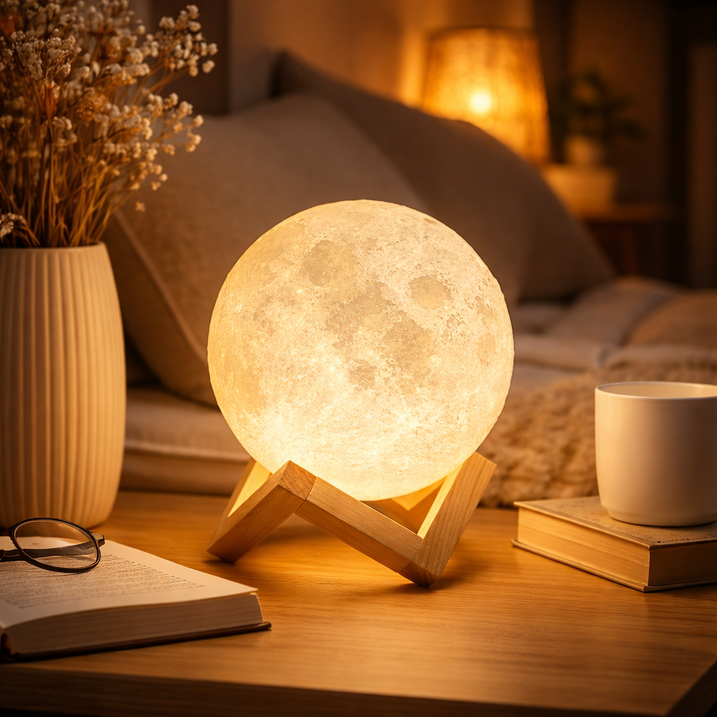3D Printed Moon Shaped Table Lamp — view 2