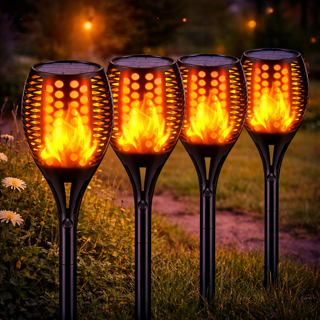 Solar Flame Torch Pathway Lights — view 5