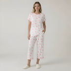 Short Sleeve Star Printed Capri Pajama Set For Women — view 4