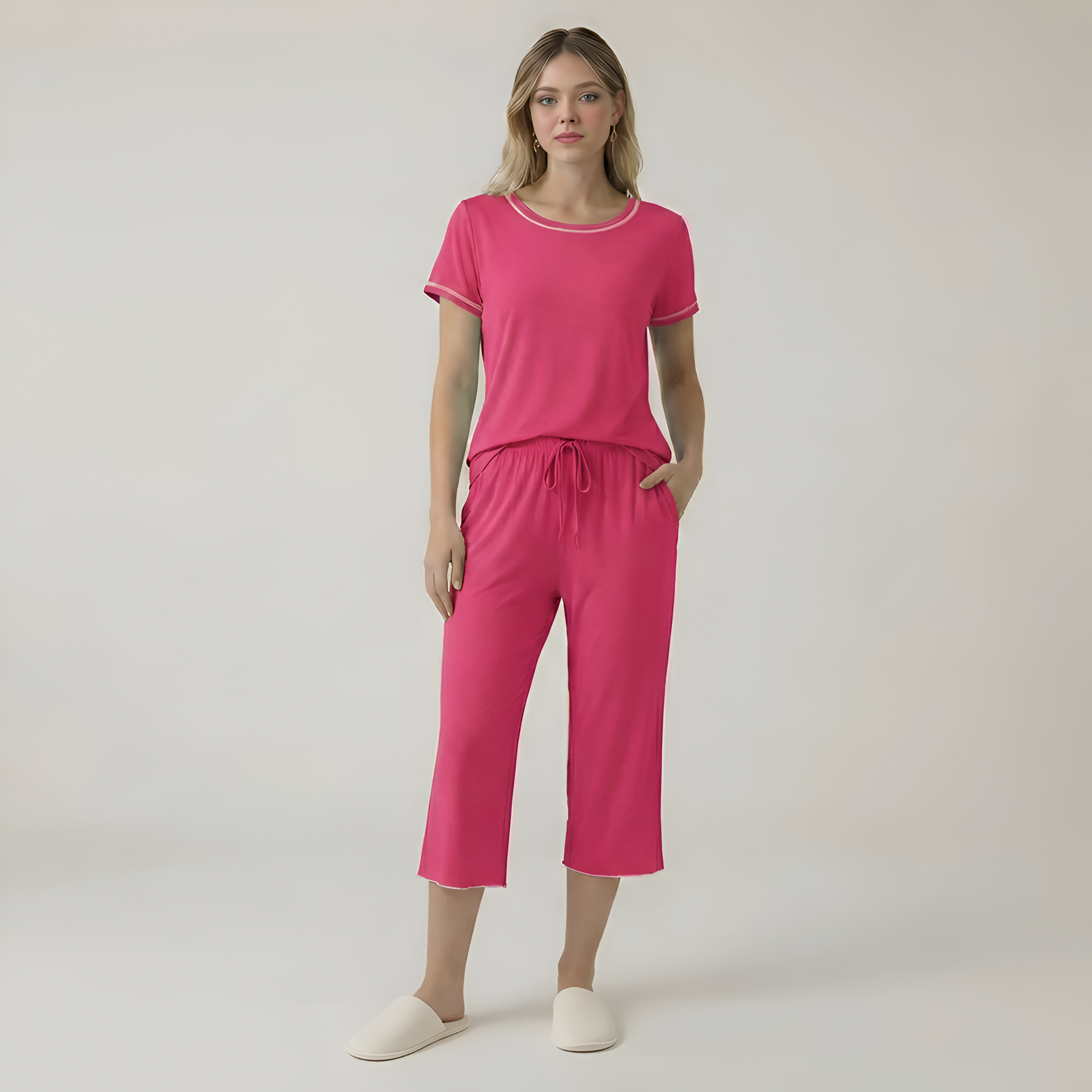 Short Sleeve Top With Capri Pajamas — view 9