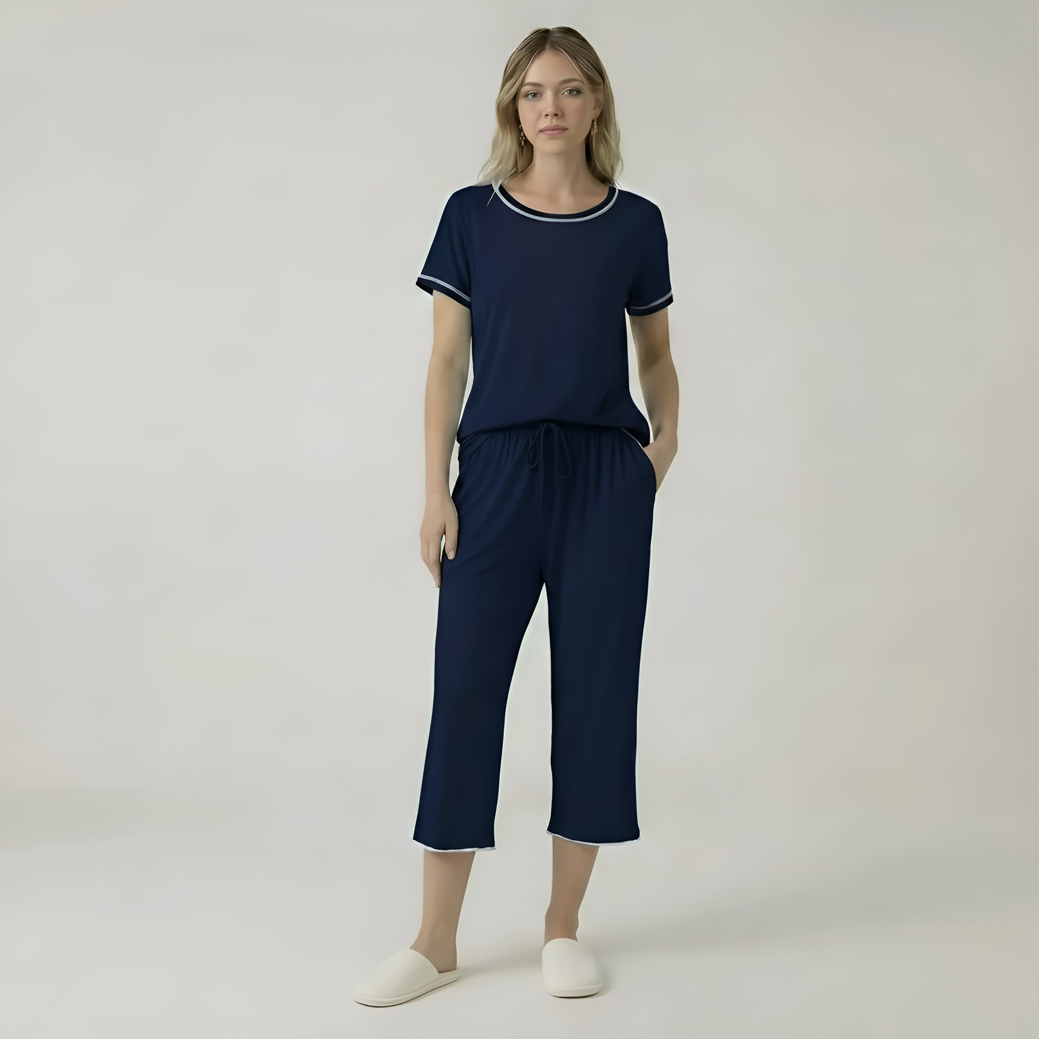 Short Sleeve Top With Capri Pajamas — view 4