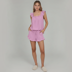 Sleeveless Ruffle Trim Two Piece Pajama Set — view 9