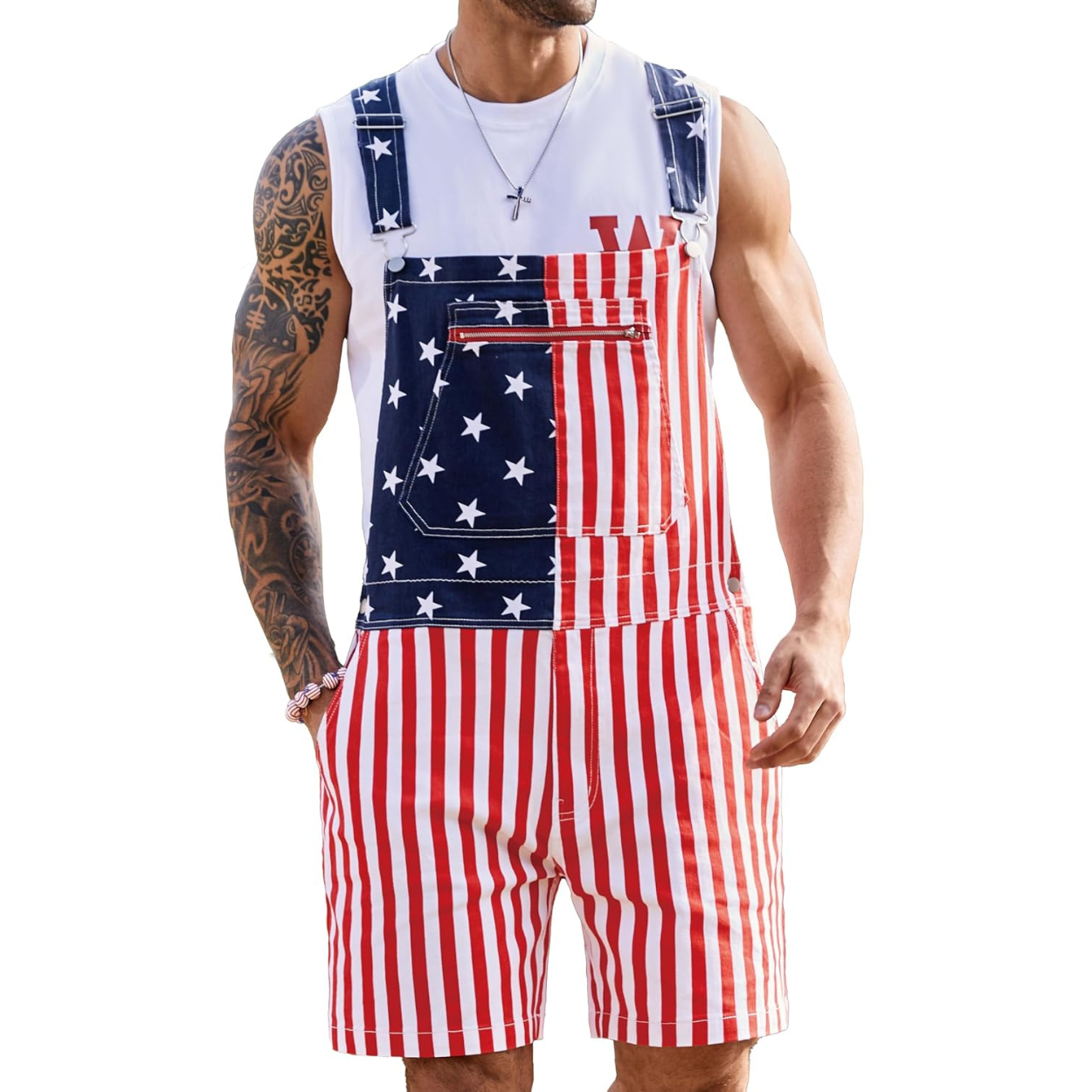 250th Anniversary American Flag Overalls Romper Jumpsuit