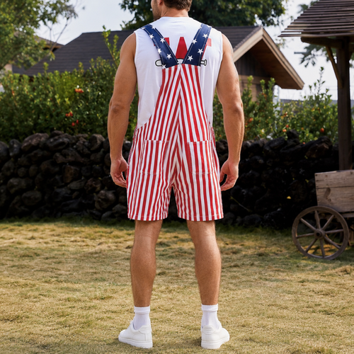 250th Anniversary American Flag Overalls Romper Jumpsuit