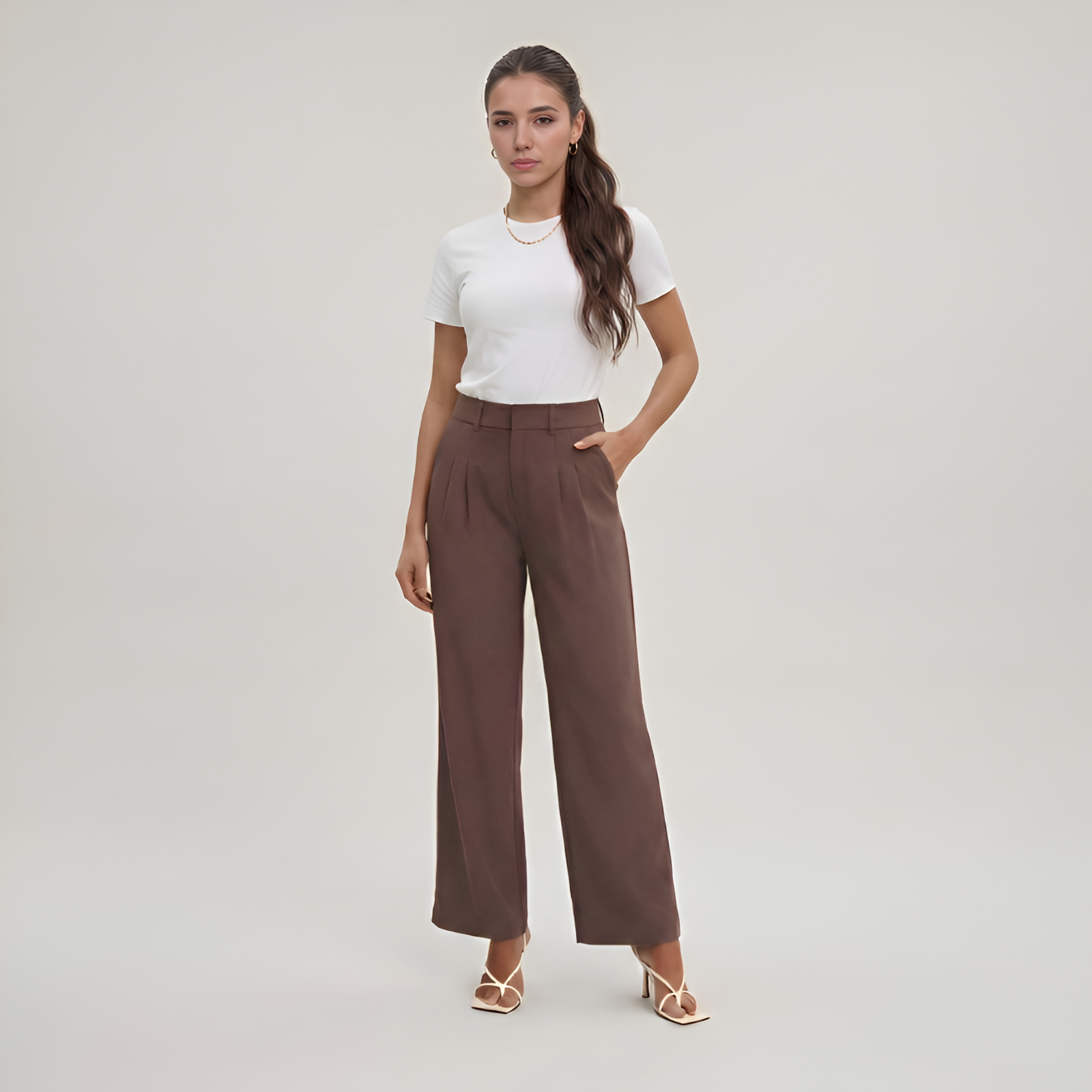 Pleated Front Tailored Full Length Pants — view 2
