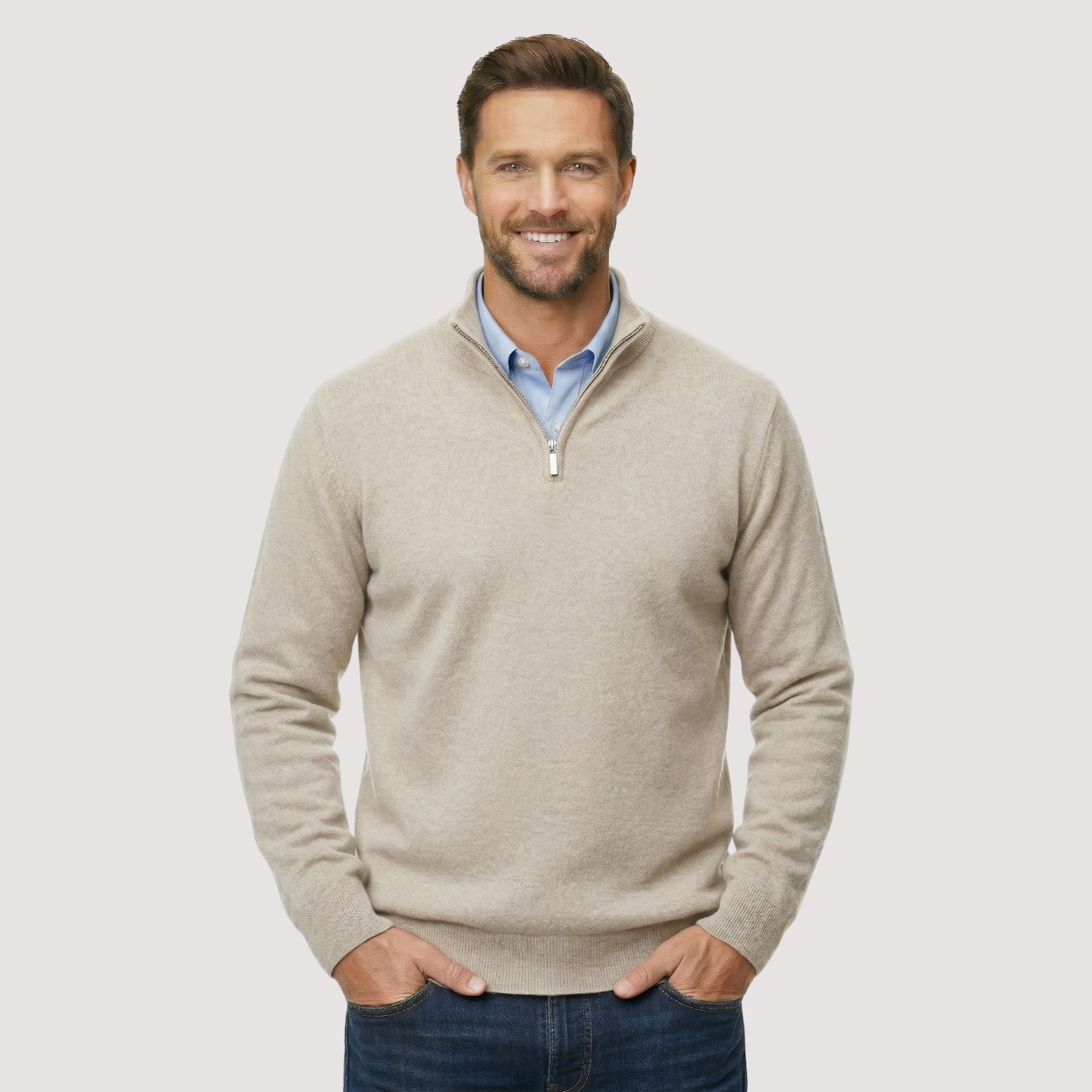Classic Quarter Zip Knit Pullover Sweater — view 3