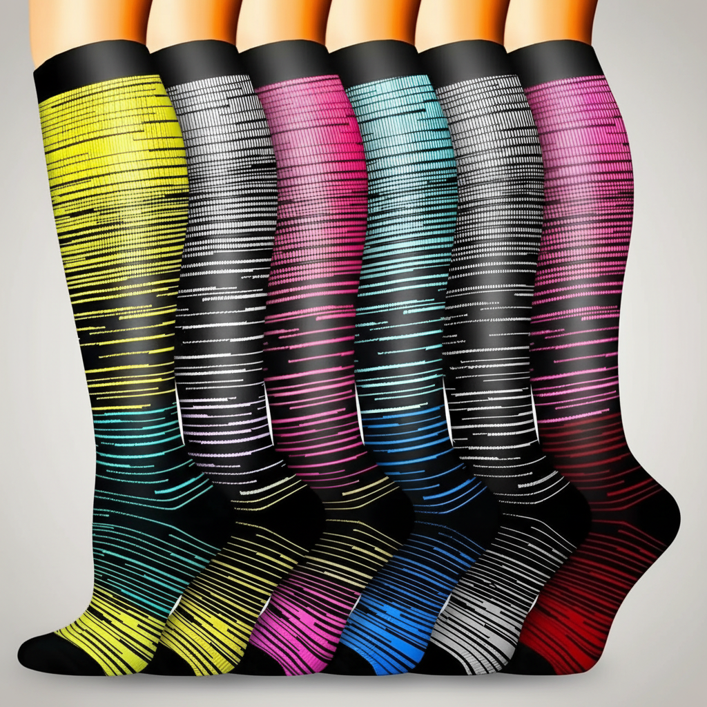 6 Pairs Of Christmas Themed Compression Circulation Socks — view 3