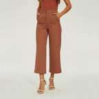 Sleek High Rise Cropped Twill Pants — view 10