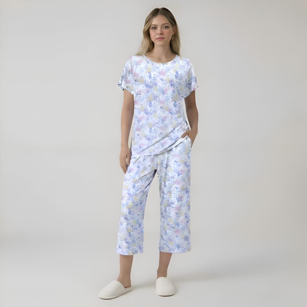 Capri Style Pajama Set With Floral Design — view 7