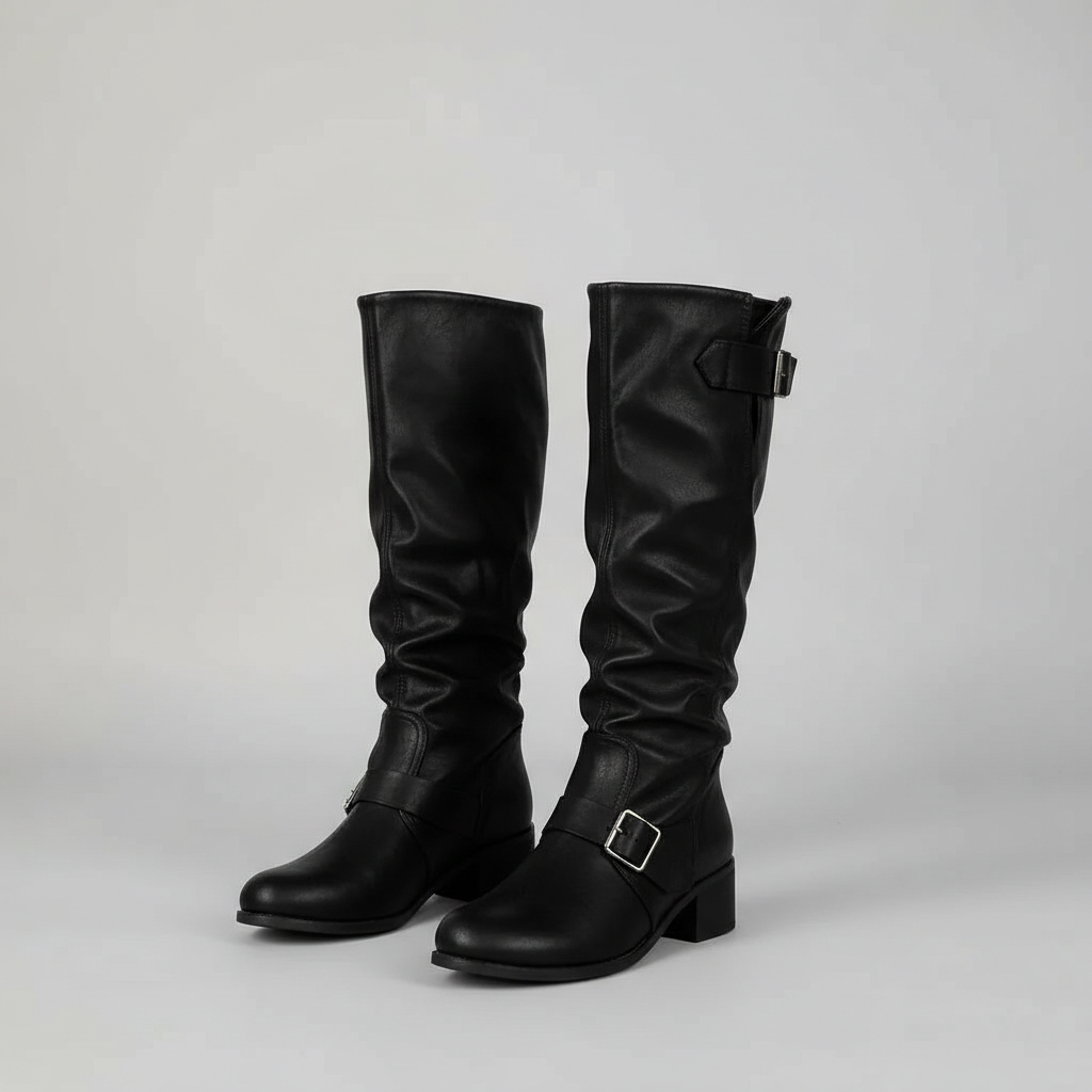 Leather Buckle Fashion Boots — view 2