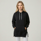 Casual Oversized Hoodie Dress With Kangaroo Pocket