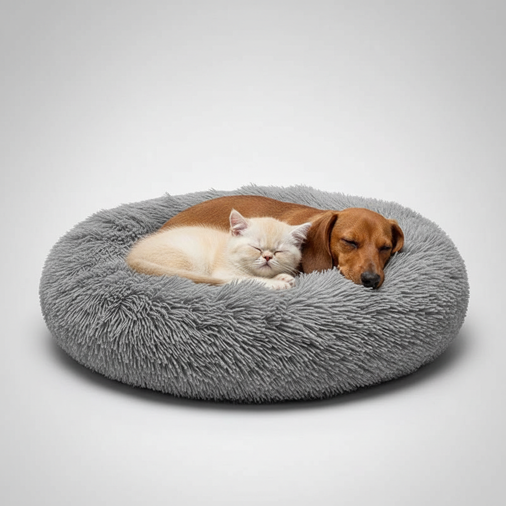 Donut Shaped Plush Pet Bed For Cats And Dogs — view 3