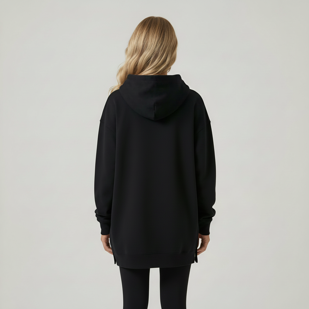 Casual Oversized Hoodie Dress With Kangaroo Pocket — view 2
