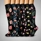 6 Pairs Of Flower Pattern Copper Compression Support Socks — view 6