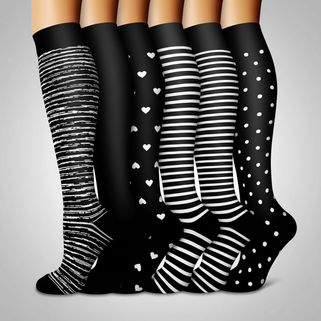 6 Pairs Of Christmas Themed Compression Circulation Socks — view 12