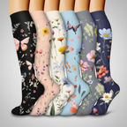 6 Pairs Of Flower Pattern Copper Compression Support Socks — view 8