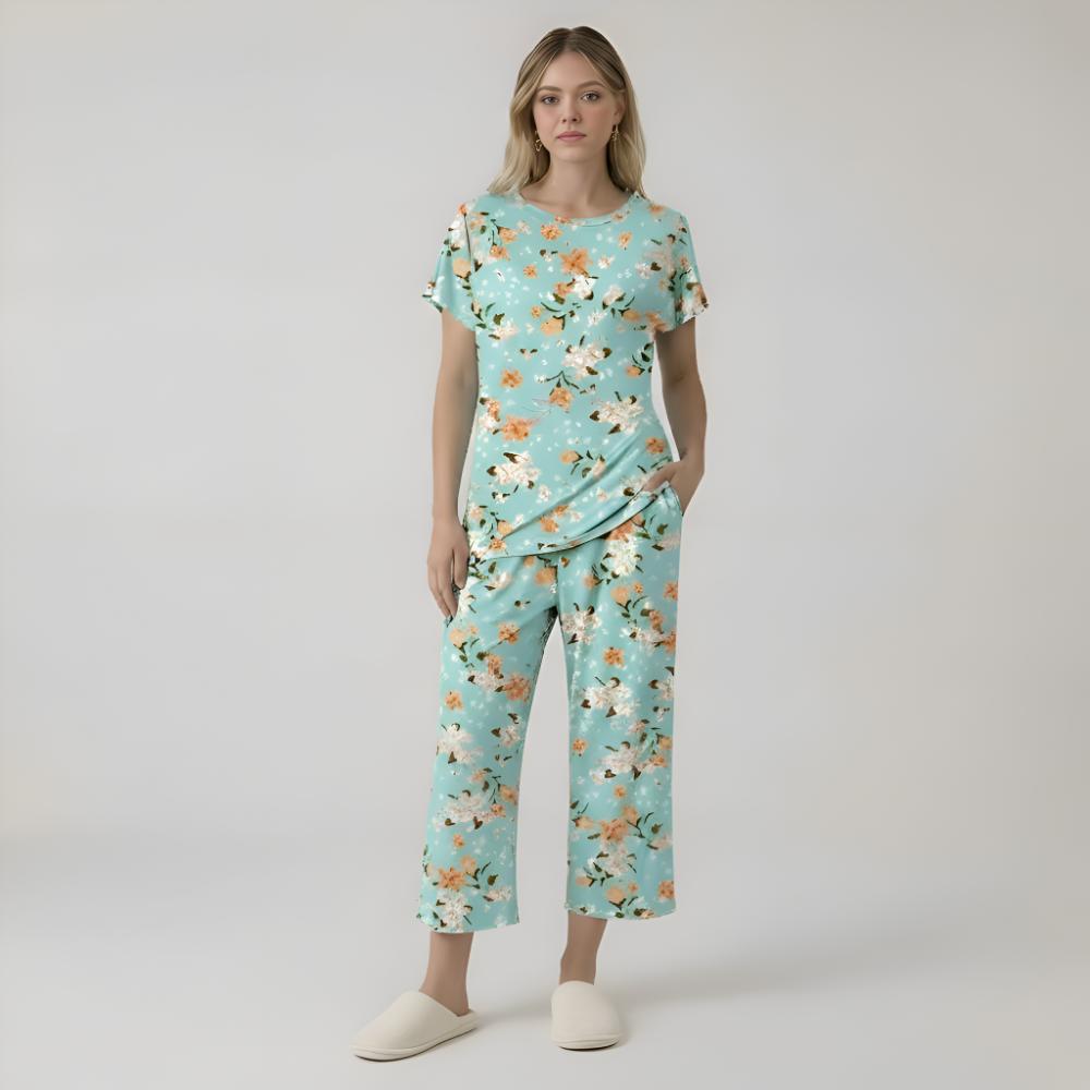 Capri Style Pajama Set With Floral Design — view 6