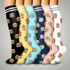6 Pairs Of Flower Pattern Copper Compression Support Socks — view 9