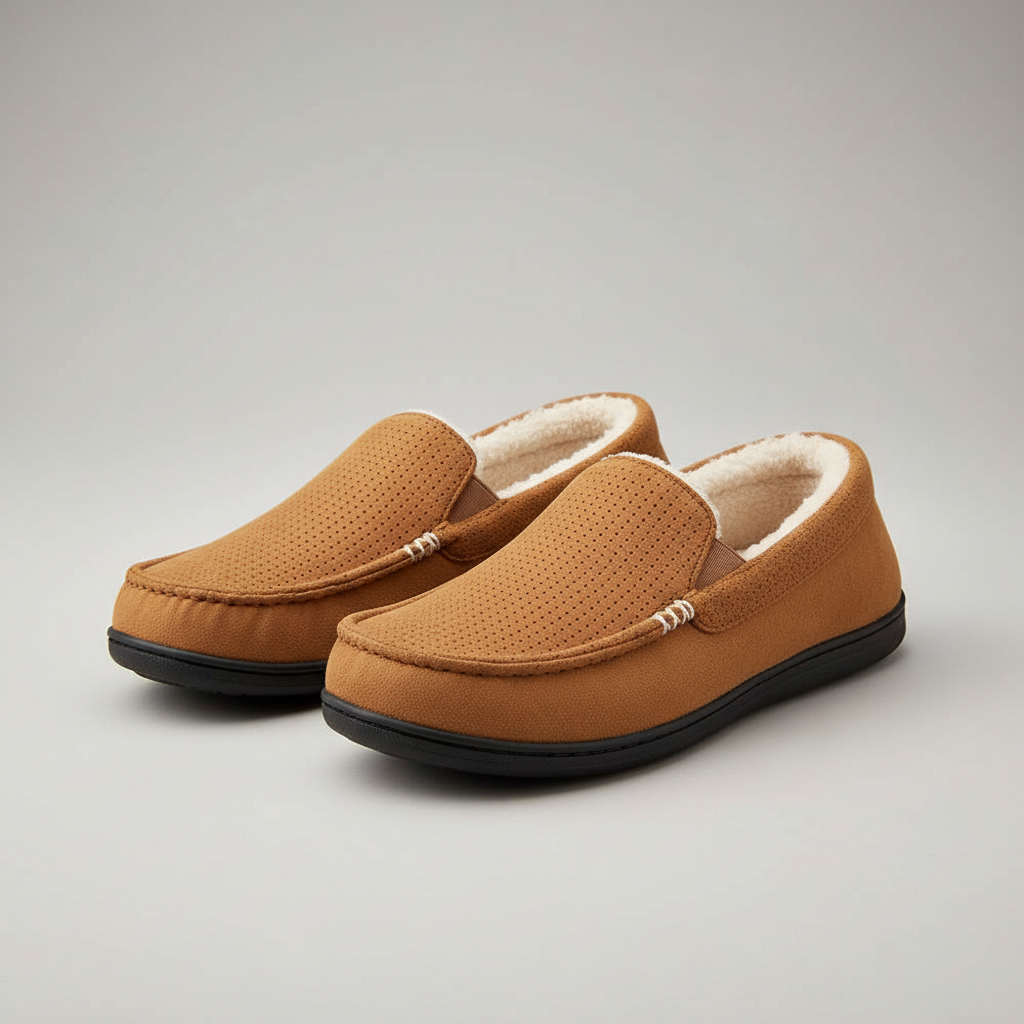Suede Memory Foam Moccasin Slippers For Men — view 2