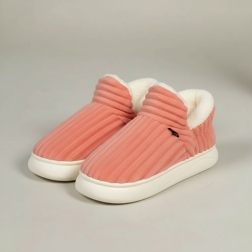 Ribbed Plush Indoor Slip On Slippers — view 2