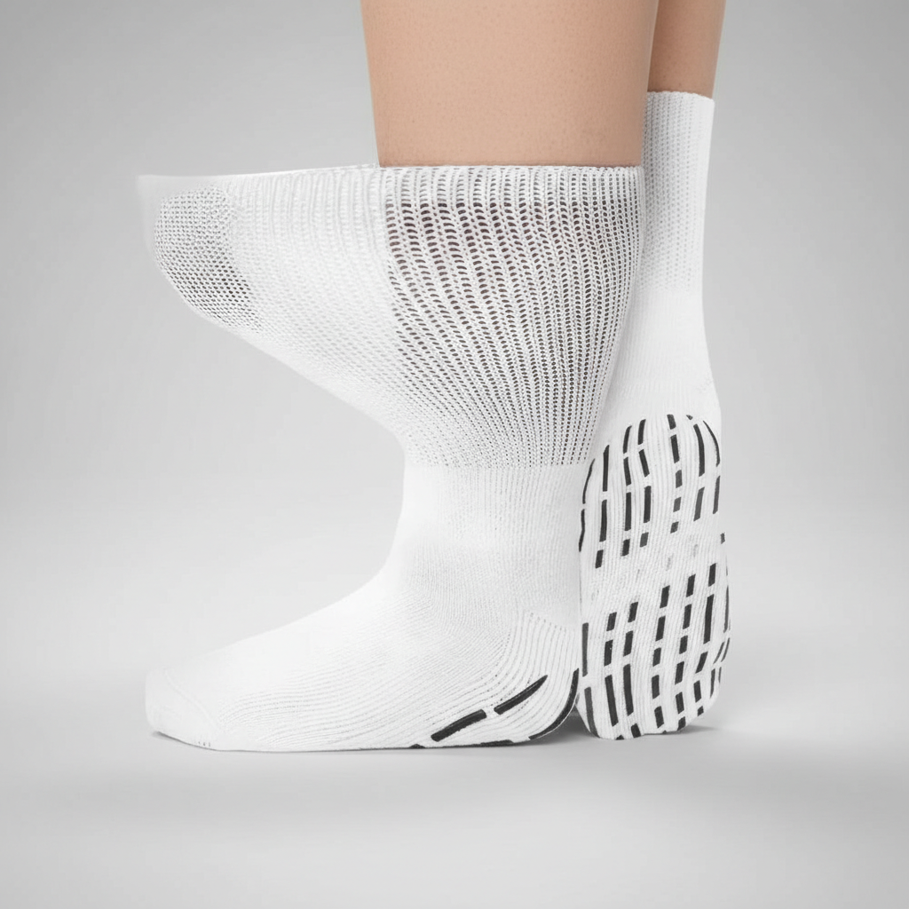 Extra Wide Stretch Non Slip Crew Socks — view 3