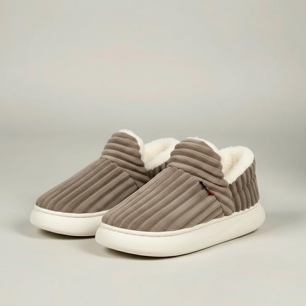 Ribbed Plush Indoor Slip On Slippers — view 3