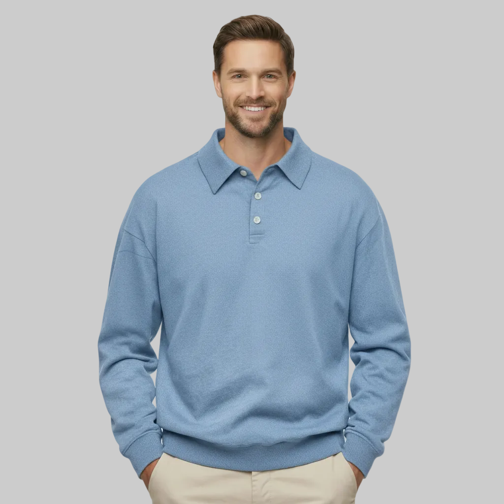 Classic Fit Cashmere Long Sleeve Polo T Shirt — view 7