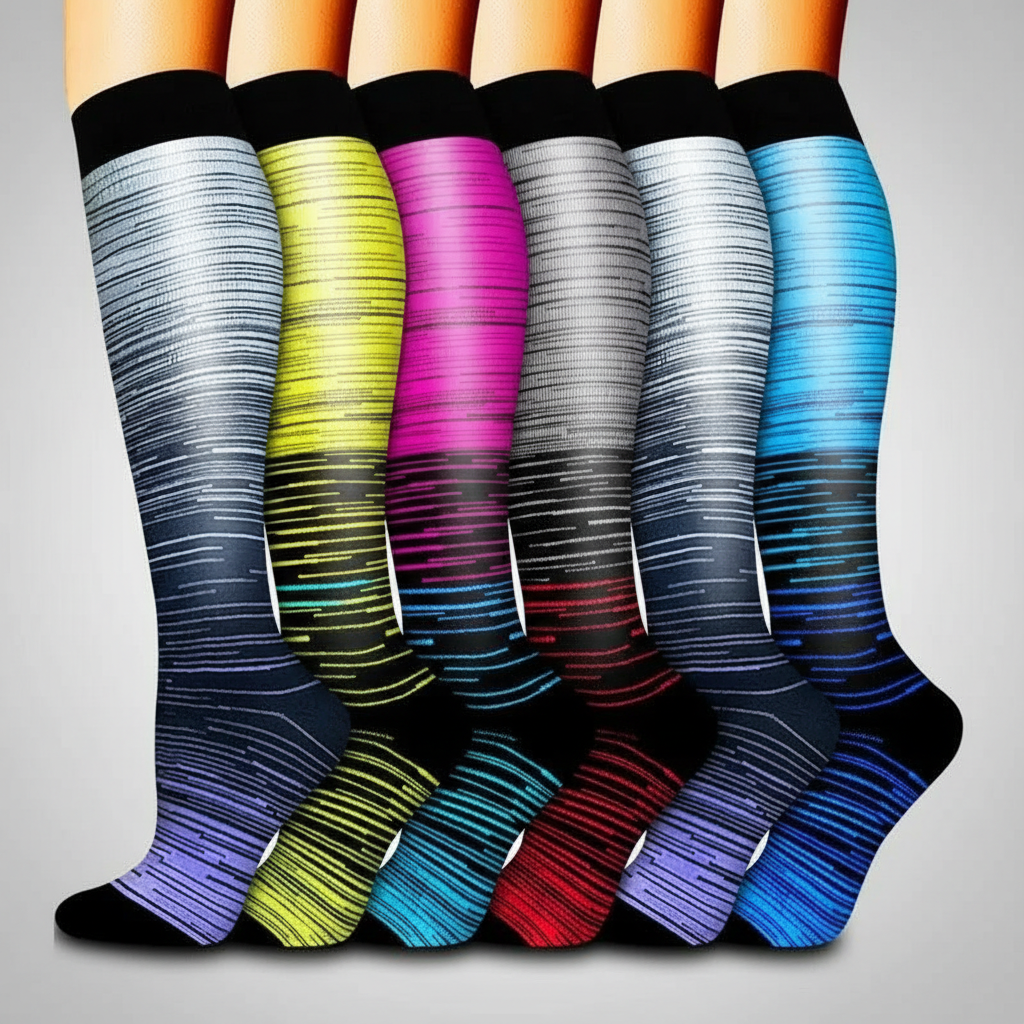 6 Pairs Of Flower Pattern Copper Compression Support Socks — view 7