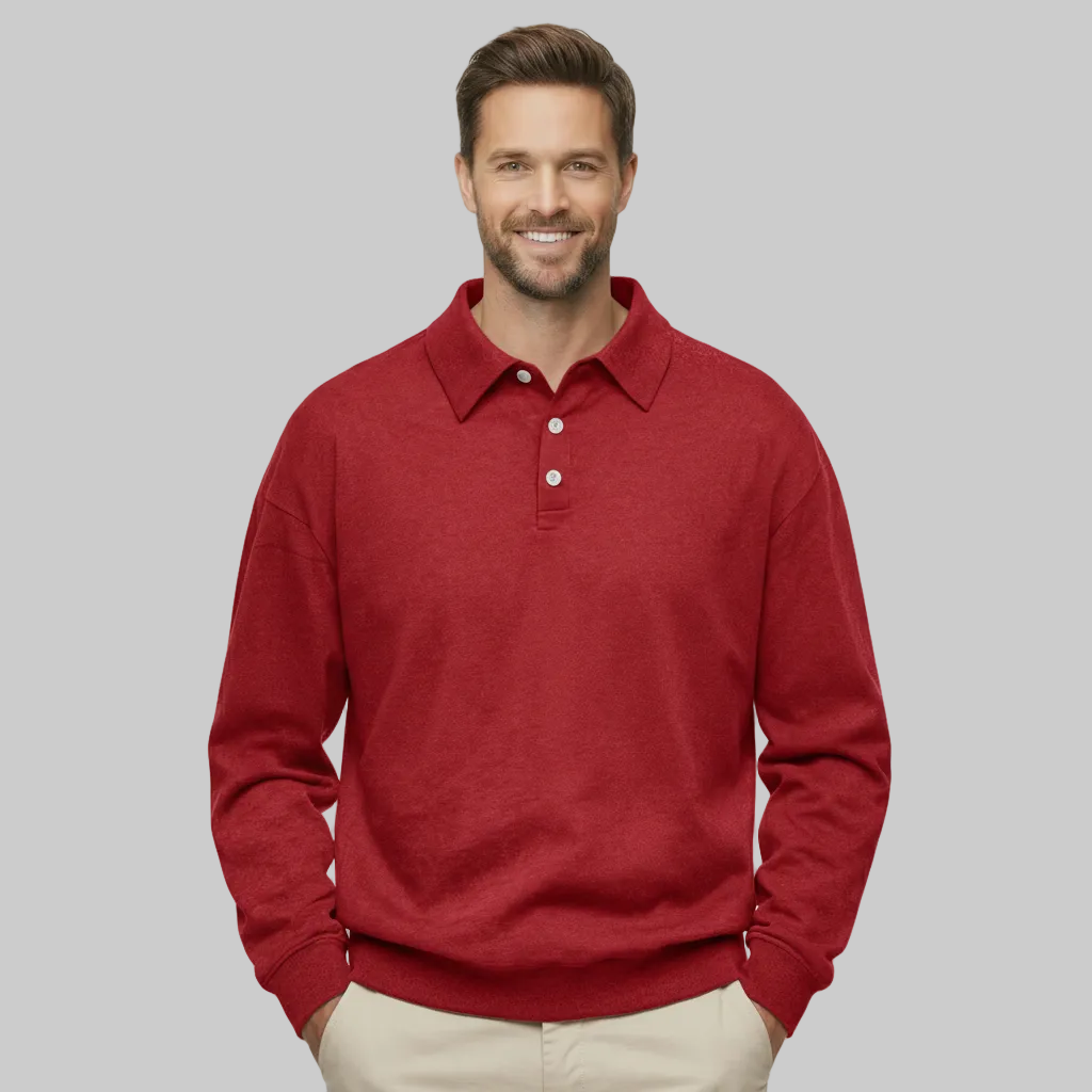 Classic Fit Cashmere Long Sleeve Polo T Shirt — view 8