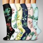 6 Pairs Of Flower Pattern Copper Compression Support Socks — view 5