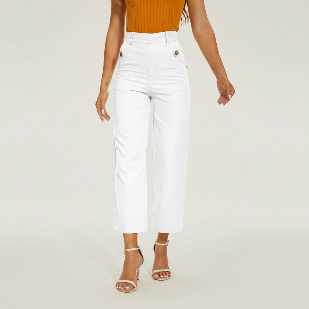 Sleek High Rise Cropped Twill Pants — view 5
