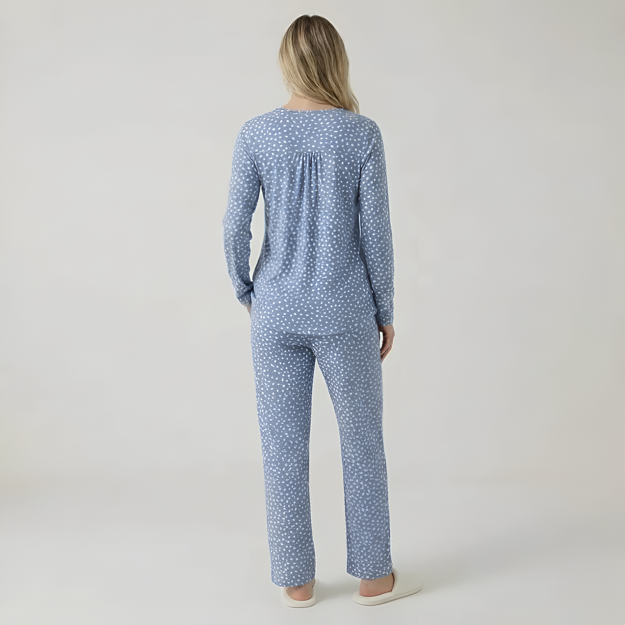 Long Sleeve Printed Pajama Set With Pockets — view 4